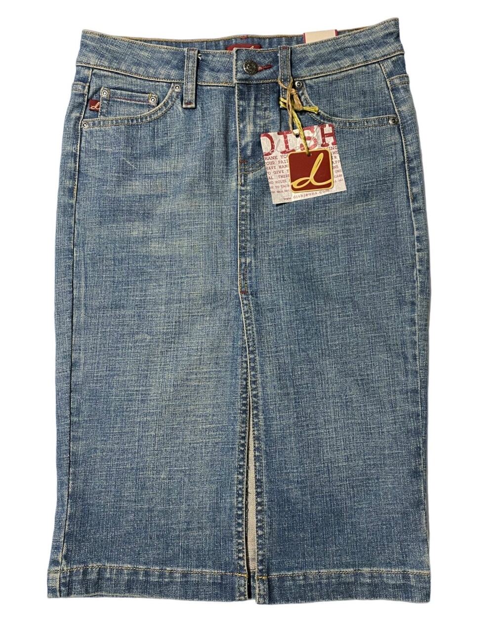 Rare Vintage Y2k 2000's Dish Denim “Jane Dean” Denim Pencil Skirt Size 25 NWT